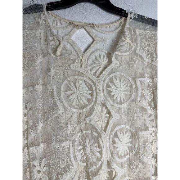 Jen's Pirate Booty Bohemian Wanderlust Lace Embroidered Kaftan Cover Up OS Cream - Picture 2 of 11